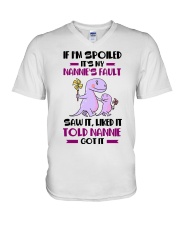 IF I'M SPOILED - NANNIE TO GRANDCHILDREN V-Neck T-Shirt tile