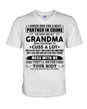 I ASKED GOD - AMAZING GIFT FOR GRANDKID V-Neck T-Shirt tile