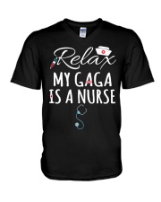 RELAX MY GAGA IS A NURSE - GIFT FOR GRANDKIDS V-Neck T-Shirt tile