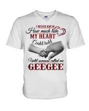 HOW MUCH LOVE MY HEART - BEST GIFT FOR GEEGEE V-Neck T-Shirt tile