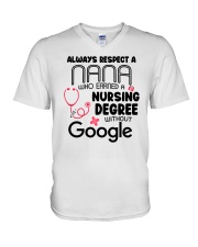 WHO EARNED A NURSING DEGREE - BEST GIFT FOR NANA V-Neck T-Shirt tile