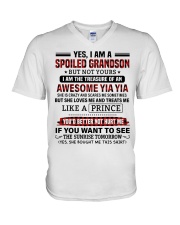 YES I AM A SPOILED GRANDSON V-Neck T-Shirt tile