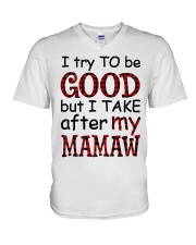 TAKE AFTER MY MAMAW - SPECIAL GIFT FOR GRANDKIDS V-Neck T-Shirt tile