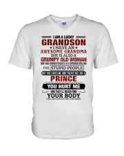 I AM A LUCKY GRANDSON V-Neck T-Shirt tile