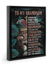 STRAIGHTEN YOUR CROWN - GRANDSON GIFT WITH LION Floating Framed Canvas Prints Black tile