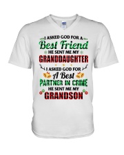 I Asked For A Best Friend - Perfect Gift For Grandma V-Neck T-Shirt tile
