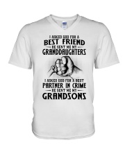 I ASKED GOD FOR A BEST FRIEND - GREAT GIFT FOR GRANDMA V-Neck T-Shirt tile