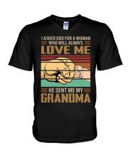 HE SENT ME GRANDMA - PERFECT GIFT FOR GRANDKIDS V-Neck T-Shirt tile