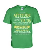 I Get My Attitude From My Freakin' Awesome Yia Yia - Best Gift For Grandson V-Neck T-Shirt tile