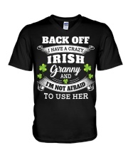 I HAVE A CRAZY IRISH GRANNY V-Neck T-Shirt tile