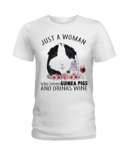 Loves Guinea Pigs And Drink Wine Ladies T-Shirt thumbnail