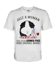 Loves Guinea Pigs And Drink Wine V-Neck T-Shirt thumbnail