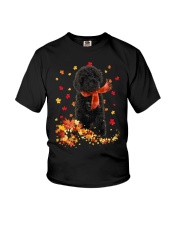Autumn Leaves Scraf Labradoodle 3 Youth T-Shirt tile