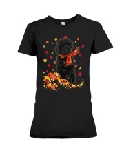 Autumn Leaves Scraf Labradoodle 3 Premium Fit Ladies Tee tile