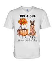 Fall And - German Shepherd Dog V-Neck T-Shirt tile