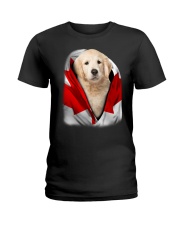 Canada Flag - Golden Retriever Ladies T-Shirt tile