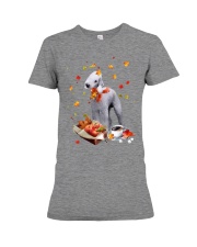 Autumn Leaves Bedlington Terrier Premium Fit Ladies Tee tile