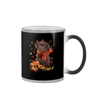 Autumn Leaves Scraf CHOCOLATE labs Color Changing Mug tile
