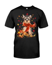 Autumn Leaves Scraf - Yorkshire Terrier Premium Fit Mens Tee tile