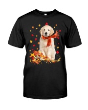 Autumn Leaves Scraf Golden Retriever Classic T-Shirt front