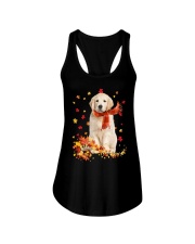 Autumn Leaves Scraf Golden Retriever Ladies Flowy Tank tile