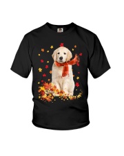 Autumn Leaves Scraf Golden Retriever Youth T-Shirt tile