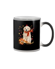 Autumn Leaves Scraf Golden Retriever Color Changing Mug tile