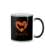 Autumn Heart Leaves Fall - Basset Hound 2 Color Changing Mug tile