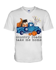 Blue Car - Pomeranian 1 V-Neck T-Shirt tile