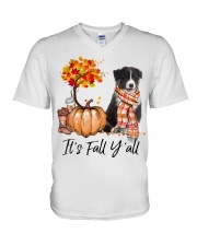 It is Fall - Australian Shepherd V-Neck T-Shirt tile