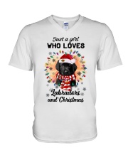 Christmas Girl - BLACK Labrador Pup V-Neck T-Shirt tile