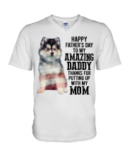 Father Day - Pomsky V-Neck T-Shirt tile