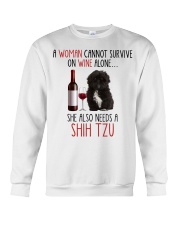 She Also Needs - Black Shih Tzu Crewneck Sweatshirt tile