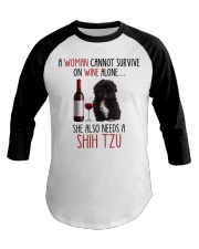 She Also Needs - Black Shih Tzu Baseball Tee tile