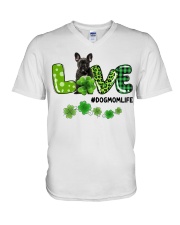 Patrick Life - BLACK French Bulldog V-Neck T-Shirt tile