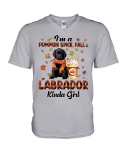 Pumpkin Kinda - BLACK Labrador Pup V-Neck T-Shirt tile