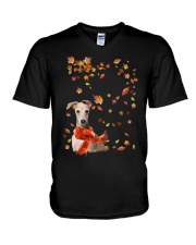 Leaf Scarf - Italian Greyhound V-Neck T-Shirt tile