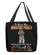 Kinda Stole - SILVER Miniature Poodle All-Over Tote tile