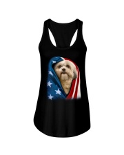 American flag - Shih Tzu Dog Ladies Flowy Tank tile