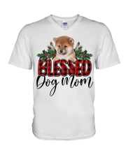 Blessed Dog Mom - Shiba Inu 2 V-Neck T-Shirt tile