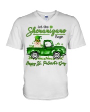 Shenanigans - GOLD Morkie V-Neck T-Shirt tile