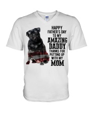 Happy father Day - Black Pug V-Neck T-Shirt tile