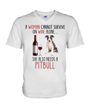 She Also Needs - Pitbull V-Neck T-Shirt tile