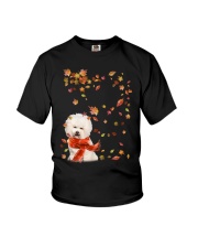 Leaf Scarf - CREAM Bichon Frise Youth T-Shirt tile