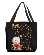 Leaf Scarf - CREAM Bichon Frise All-Over Tote tile