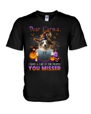Karma - BLUE MERLE Australian Shepherd V-Neck T-Shirt tile