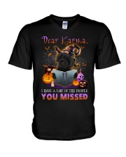 Karma - BLACK Labradoodle V-Neck T-Shirt tile