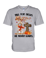 Autumn Cross - Great Pyrenees 1 V-Neck T-Shirt tile