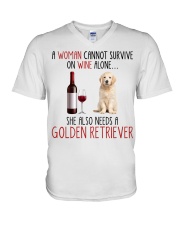 She Also Needs - Golden Retriever V-Neck T-Shirt tile