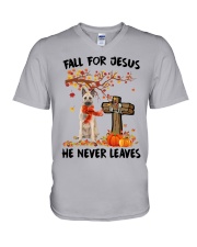 Autumn Cross - Dutch Shepherd V-Neck T-Shirt tile